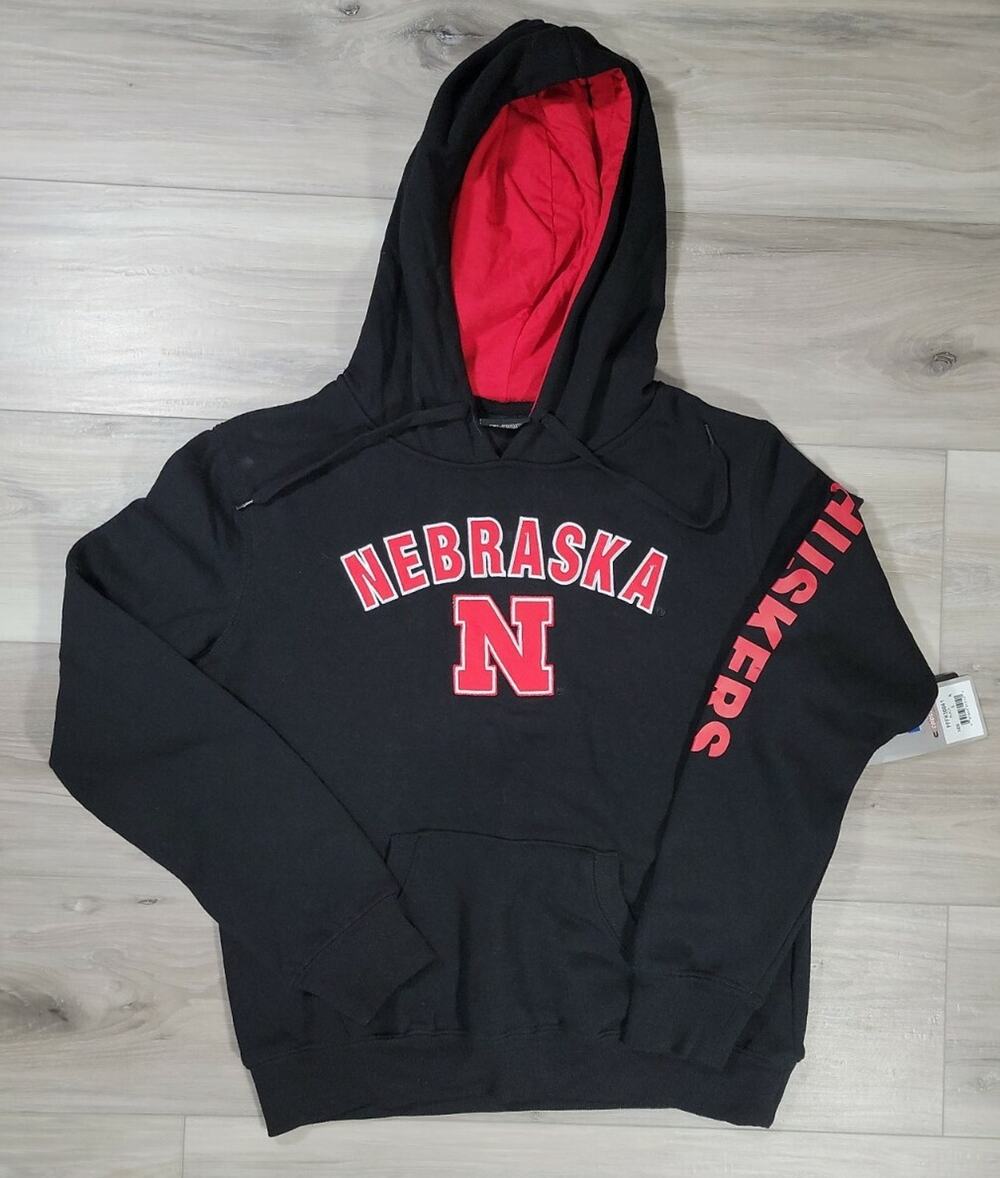 Nebraska Cornhuskers Sweater Womens Small Black Arched Name Pullover Hoodie New